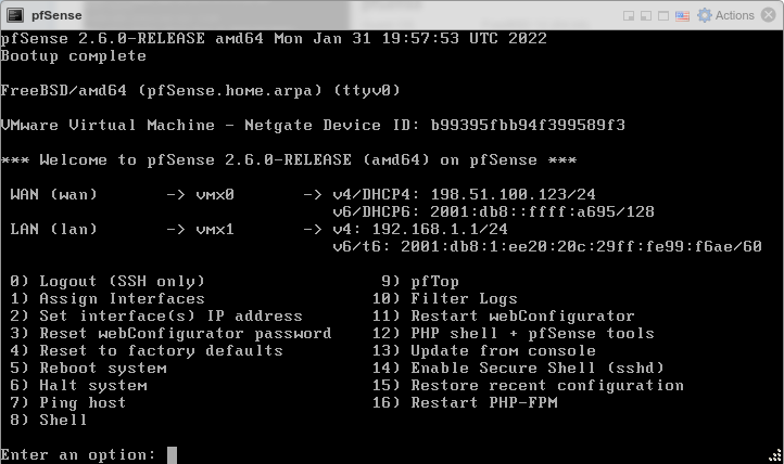 在vSphere / ESXI上安装pfSense防火墙教程 第16张 在vSphere / ESXI上安装pfSense防火墙教程 第16张