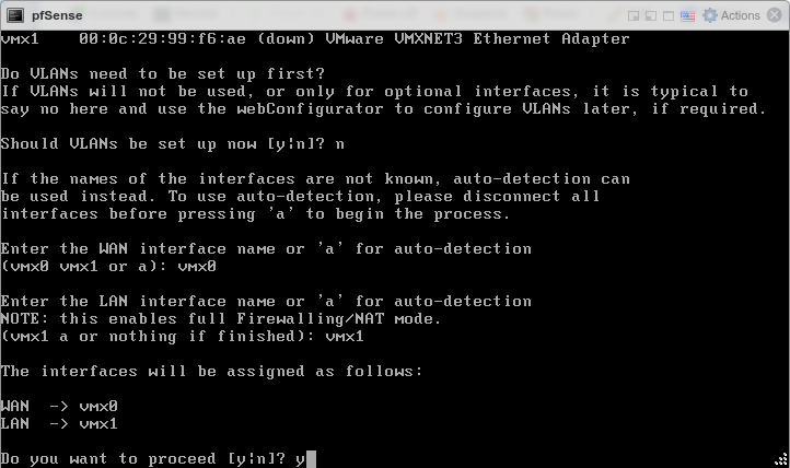 在vSphere / ESXI上安装pfSense防火墙教程 第15张 在vSphere / ESXI上安装pfSense防火墙教程 第15张
