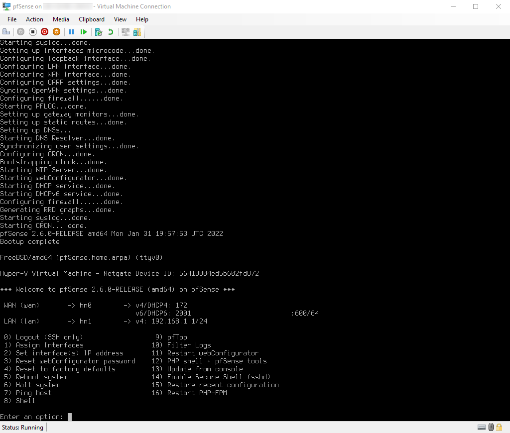 在 Hyper-V 上安装 pfSense 防火墙教程 第19张 在 Hyper-V 上安装 pfSense 防火墙教程 第19张